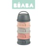 Zestaw pojemników na mleko w proszku – 4-komorowy, kompaktowy, szczelny i wielofunkcyjny, BEABA Mineral grey/pink