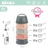 Zestaw pojemników na mleko w proszku – 4-komorowy, kompaktowy, szczelny i wielofunkcyjny, BEABA Mineral grey/pink