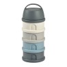 Zestaw pojemników na mleko w proszku – 4-komorowy, kompaktowy, szczelny i wielofunkcyjny, BEABA Mineral grey/blue
