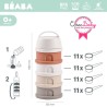 Zestaw pojemników na mleko w proszku – 4-komorowy, kompaktowy, szczelny i wielofunkcyjny, BEABA cotton white/terracotta