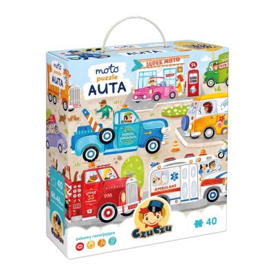CzuCzu Moto puzzle Auta – puzzle dla dzieci z pojazdami | 40 elementów