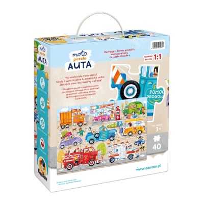 CzuCzu Moto puzzle Auta – puzzle dla dzieci z pojazdami | 40 elementów