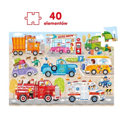 CzuCzu Moto puzzle Auta – puzzle dla dzieci z pojazdami | 40 elementów