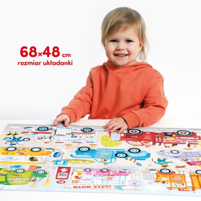 CzuCzu Moto puzzle Auta – puzzle dla dzieci z pojazdami | 40 elementów