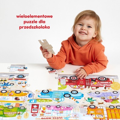 CzuCzu Moto puzzle Auta – puzzle dla dzieci z pojazdami | 40 elementów