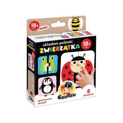 CzuCzu Układam połówki Zwierzątka – edukacyjne puzzle 2-elementowe 18m+