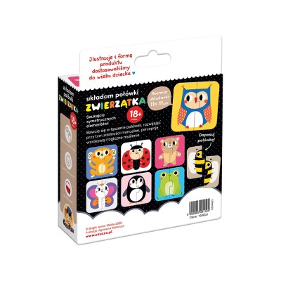 CzuCzu Układam połówki Zwierzątka – edukacyjne puzzle 2-elementowe 18m+