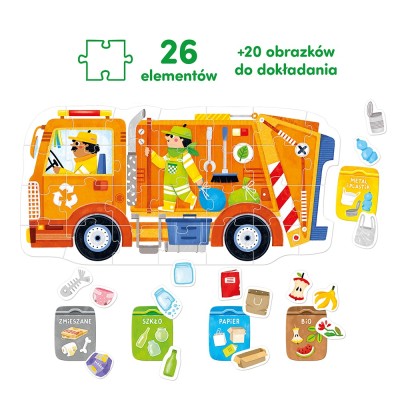 CzuCzu Moto Puzzle Śmieciarka – nauka segregacji przez zabawę