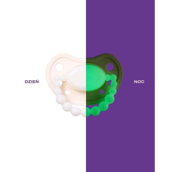 LUU Kids Smoczek pozycjonujący świecący w nocy American Cream Glow 3-6m| wspiera rozwój jamy ustnej, silikon medyczny, bez BPA