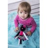 Króliczka przytulanka sensoryczna Mom’s Care – kontrastowa zabawka 0+, z metkami i szeleszczącą spódniczką