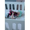 Króliczka przytulanka sensoryczna Mom’s Care – kontrastowa zabawka 0+, z metkami i szeleszczącą spódniczką