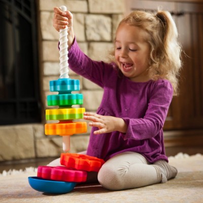 SpinAgain Fat Brain Toys – Zakręcona Wieża edukacyjna z wirującymi krążkami