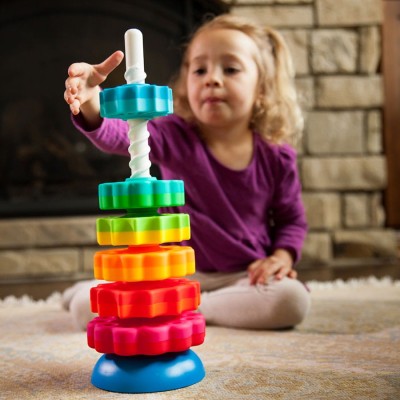 SpinAgain Fat Brain Toys – Zakręcona Wieża edukacyjna z wirującymi krążkami