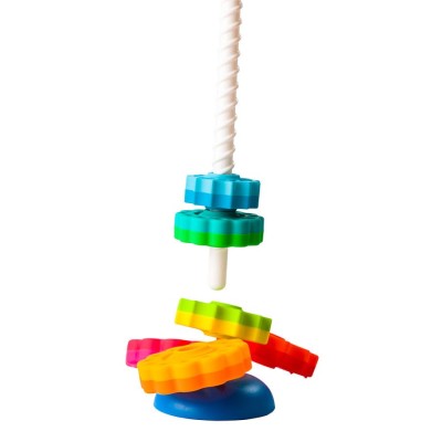 SpinAgain Fat Brain Toys – Zakręcona Wieża edukacyjna z wirującymi krążkami