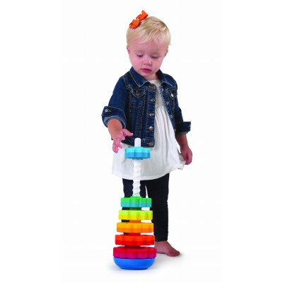SpinAgain Fat Brain Toys – Zakręcona Wieża edukacyjna z wirującymi krążkami