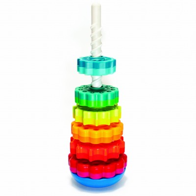SpinAgain Fat Brain Toys – Zakręcona Wieża edukacyjna z wirującymi krążkami