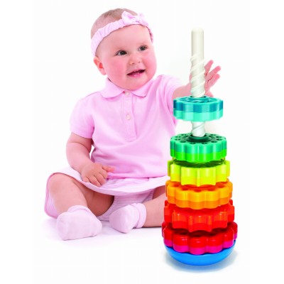 SpinAgain Fat Brain Toys – Zakręcona Wieża edukacyjna z wirującymi krążkami