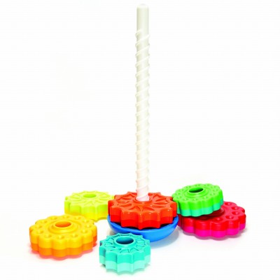 SpinAgain Fat Brain Toys – Zakręcona Wieża edukacyjna z wirującymi krążkami