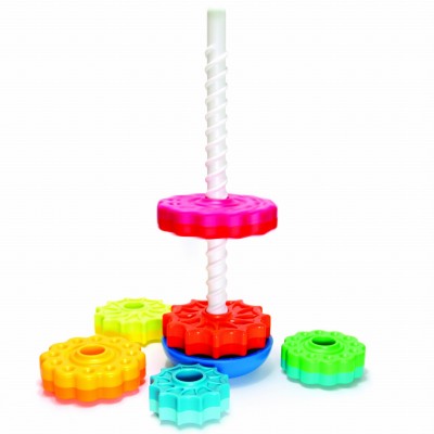 SpinAgain Fat Brain Toys – Zakręcona Wieża edukacyjna z wirującymi krążkami
