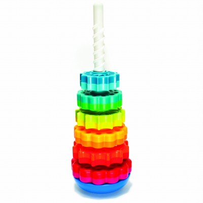 SpinAgain Fat Brain Toys – Zakręcona Wieża edukacyjna z wirującymi krążkami
