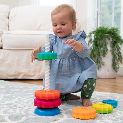 SpinAgain Fat Brain Toys – Zakręcona Wieża edukacyjna z wirującymi krążkami