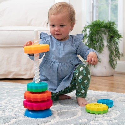 SpinAgain Fat Brain Toys – Zakręcona Wieża edukacyjna z wirującymi krążkami