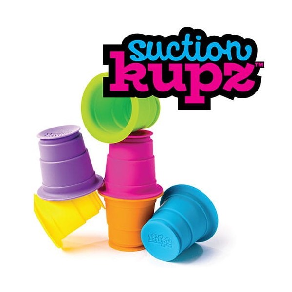Kubki Przyssawki Suction Kupz Fat Brain Toys – silikonowe kubeczki sensoryczne do kąpieli, kuchni i zabawy