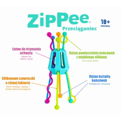 Zippee – sensoryczna zabawka do przeciągania dla dzieci 18 miesięcy+