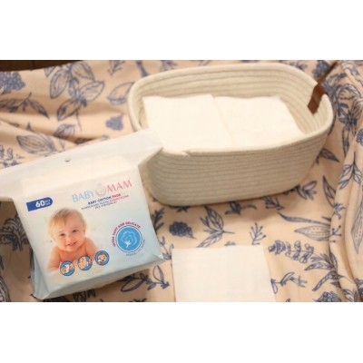 Bawełniane płatki kosmetyczne dla niemowląt BabyMam – 60 szt. | 100% naturalna bawełna