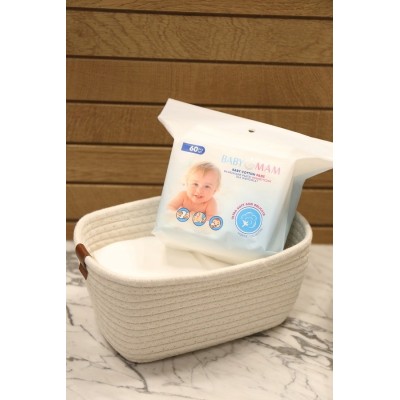 Bawełniane płatki kosmetyczne dla niemowląt BabyMam – 60 szt. | 100% naturalna bawełna