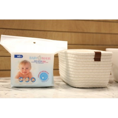 Bawełniane płatki kosmetyczne dla niemowląt BabyMam – 60 szt. | 100% naturalna bawełna