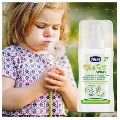 Chicco Natural Spray przeciw komarom dla dzieci 2m+ | Skuteczna ochrona, Citrodiol, bez DEET