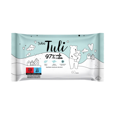 LUBA Tuli chusteczki nawilżane 97% woda i aloes – delikatna pielęgnacja niemowląt | 60 szt.