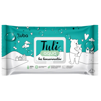 Luba Tuli Aqua chusteczki wodne 99% wody – dla niemowląt od 1. dnia życia | Bez konserwantów