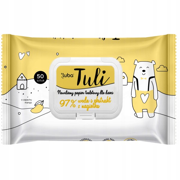 Luba Tuli nawilżany papier toaletowy POP-UP Mango 50szt – delikatny, biodegradowalny, dla dzieci