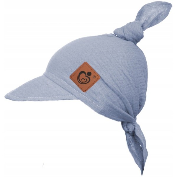 Chustka muślinowa czapka z daszkiem na głowę Babymam denim By0344