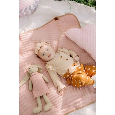 Kocyk Wafelkowy Babymam 78x100 cm – Róż retro, 100% Bawełna