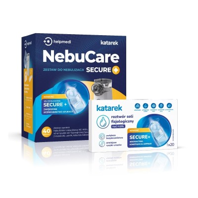 NebuCare Secure+ – nebulizator siateczkowy + sól Katarek (40 amp.)