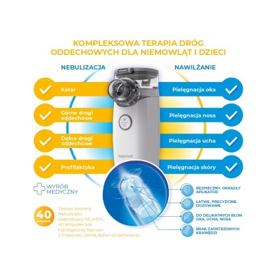 NebuCare Secure+ – nebulizator siateczkowy + sól Katarek (40 amp.)