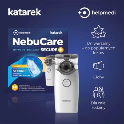 NebuCare Secure+ – nebulizator siateczkowy + sól Katarek (40 amp.)