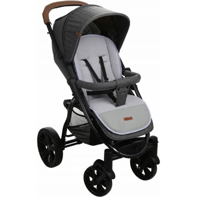 Dwustronna wkładka do wózka PREMIUM Babymam – wzór szary wafel