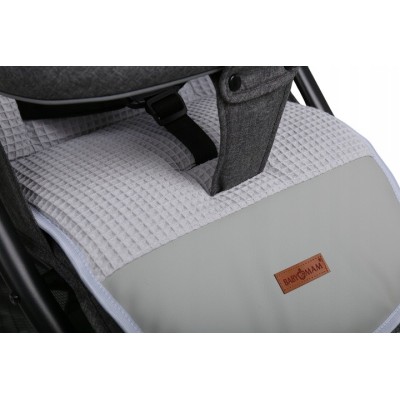Dwustronna wkładka do wózka PREMIUM Babymam – wzór szary wafel