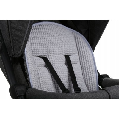 Dwustronna wkładka do wózka PREMIUM Babymam – wzór szary wafel
