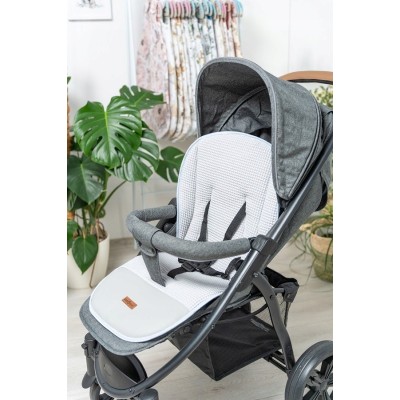 Dwustronna wkładka do wózka PREMIUM Babymam – wzór szary wafel