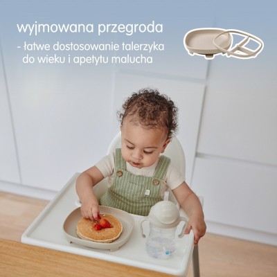 Talerzyk z przyssawką 2w1 dla dzieci – BLW, przegrody, bez BPA | Od 6m+