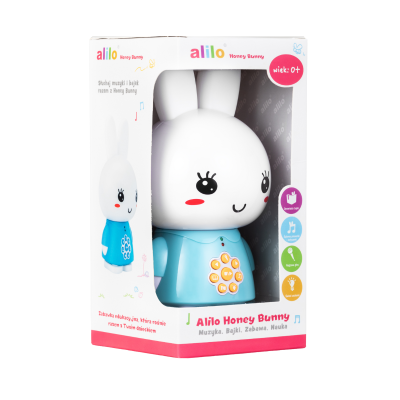 Alilo Honey Bunny G6 – króliczek edukacyjny z MP3, lampką nocną i bajkami | jasno niebieski