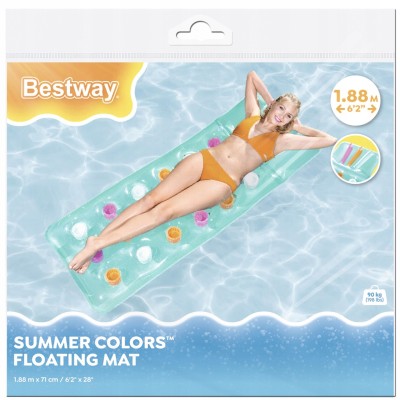 Materac do pływania z zagłówkiem Bestway 43014N – 188x71 cm, lekki, kompaktowy i wygodny