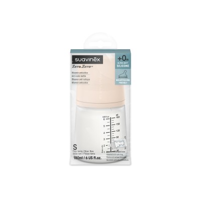 Suavinex Zero Zero 180ml | Butelka antykolkowa | Wolny przepływ | Do karmienia piersią i butelką Suavinex Zero Zero 180ml | Butelka antykolkowa | Wolny przepływ | Do karmienia piersią i butelką