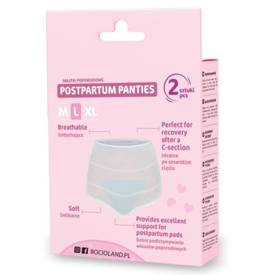 BOCIOLAND Majtki Poporodowe Siateczkowe L – 2 szt. | Komfort Po Porodzie