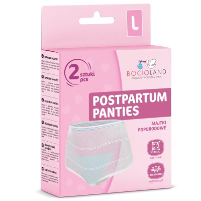 BOCIOLAND Majtki Poporodowe Siateczkowe L – 2 szt. | Komfort Po Porodzie